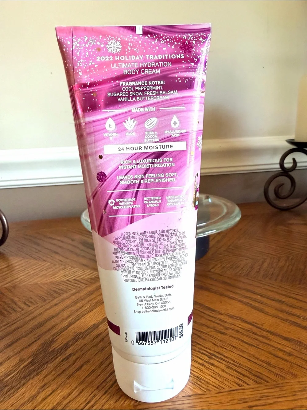 Bath & Body Works Twisted Peppermint Body Cream - Pink and White 8oz new
